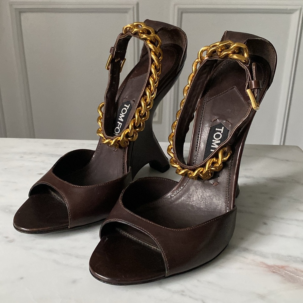 ARCHIVAL Tom Ford Iconic Chain Sculptural Wedge Sandals